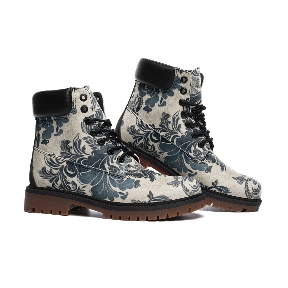Damask Heritage Boot - Cream & Blue